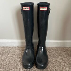 Hunter Dark Gray Tall Rain Boots